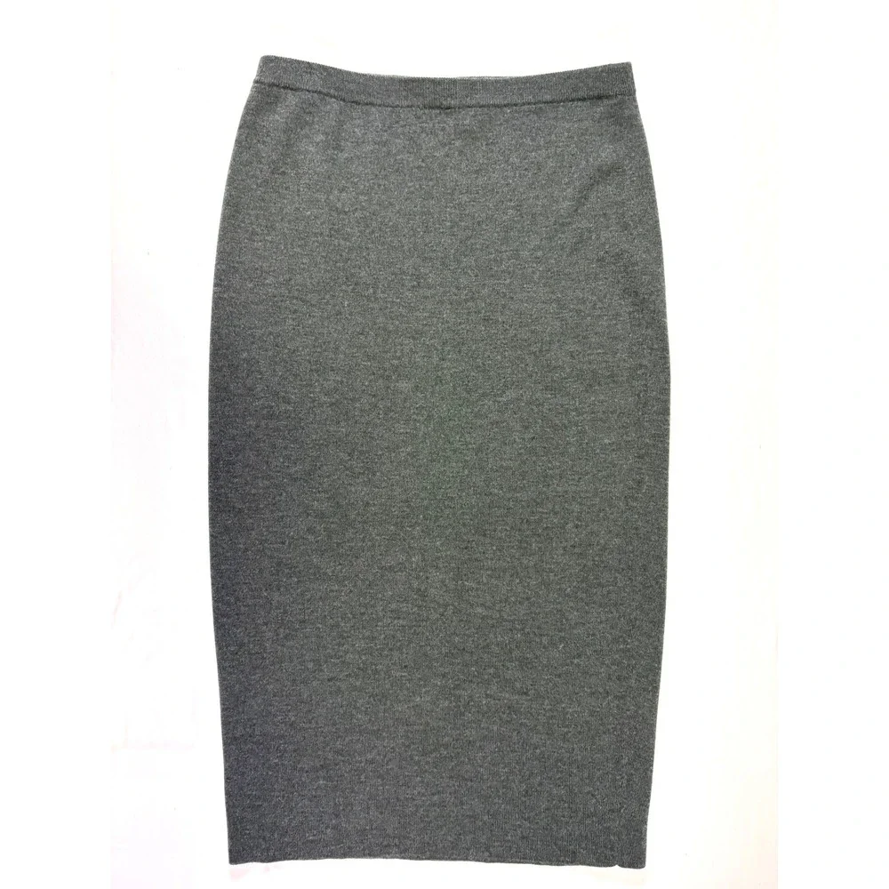 NWT Eileen Fisher Merino Wool Pencil Skirt M Grey Midi Knit Capsule Minimal Boho